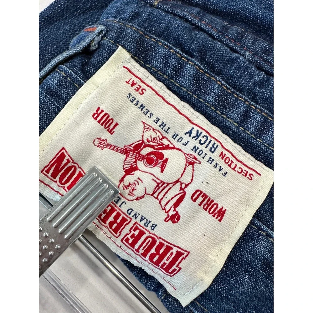 True Religion Ricky Mens Jeans Blue Wash Denim Button Fly Made in USA Size‎ 30